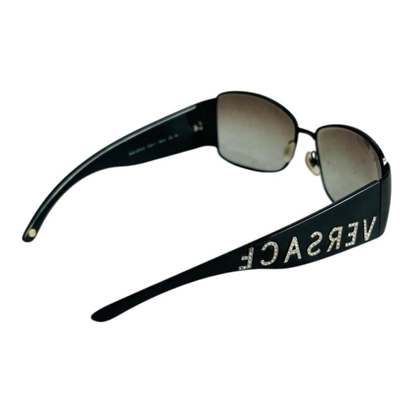 Versace Black Rhinestone Logo Sunglasses Bling Rare Designer Glasses Shades +Box - Picture 3 of 8